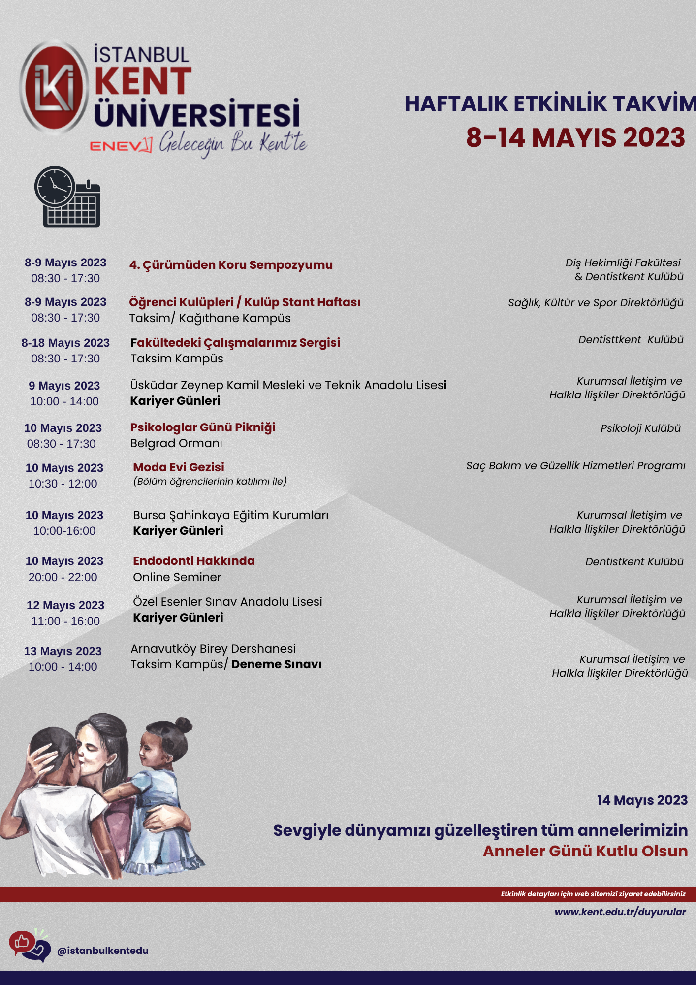 8 -14 Mayıs 2023 İstanbul KENT Üniversitesi Haftalık Etkinlikler